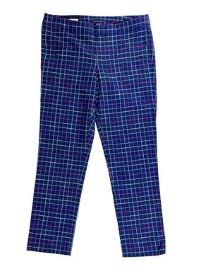 Tommy Hilfiger Women's Navy Blue Check Slim Dress Pants Mid Rise Size 8